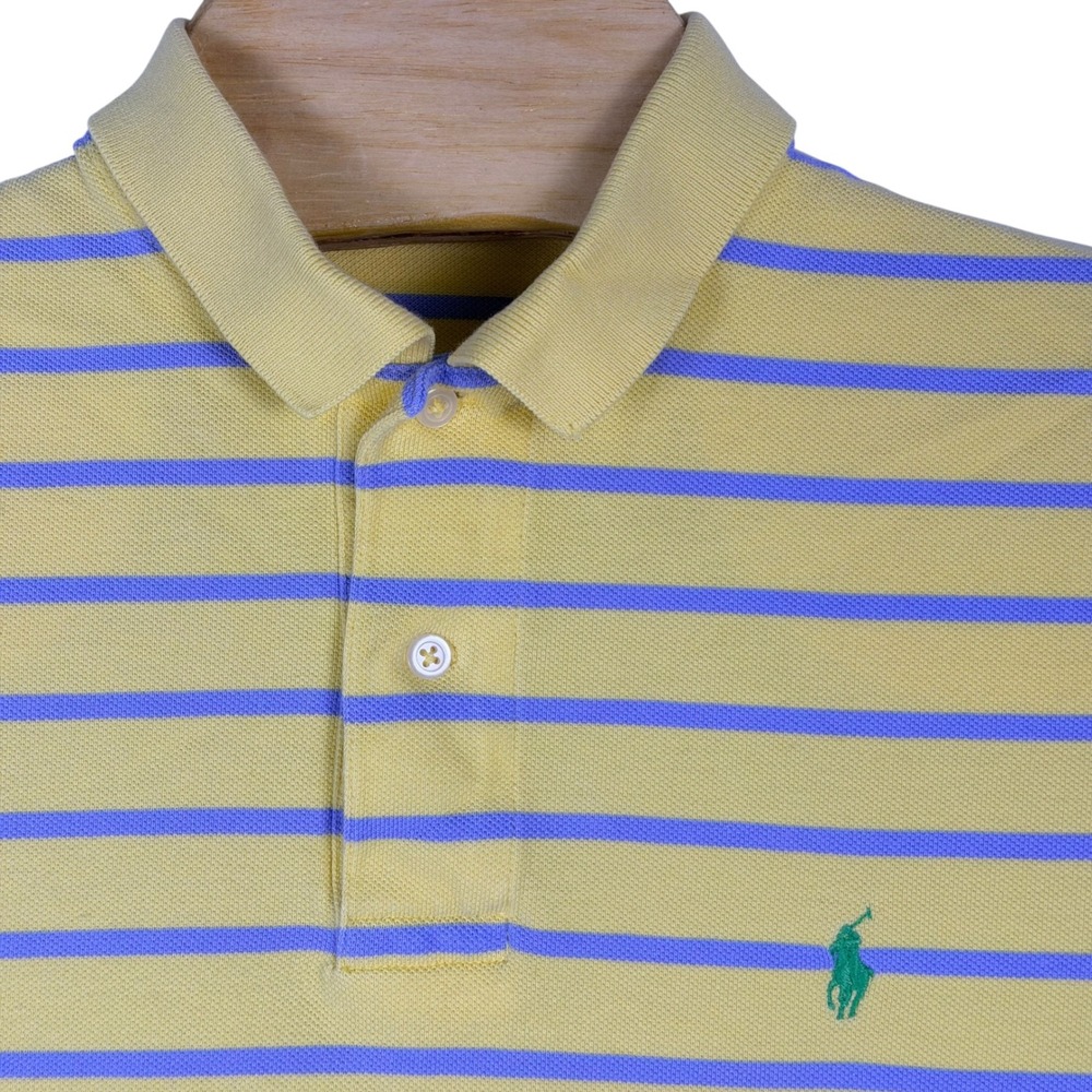 Vintage Polo Ralph Lauren Polo Shirt Men S Yellow Blue Striped Classic Pony Prep